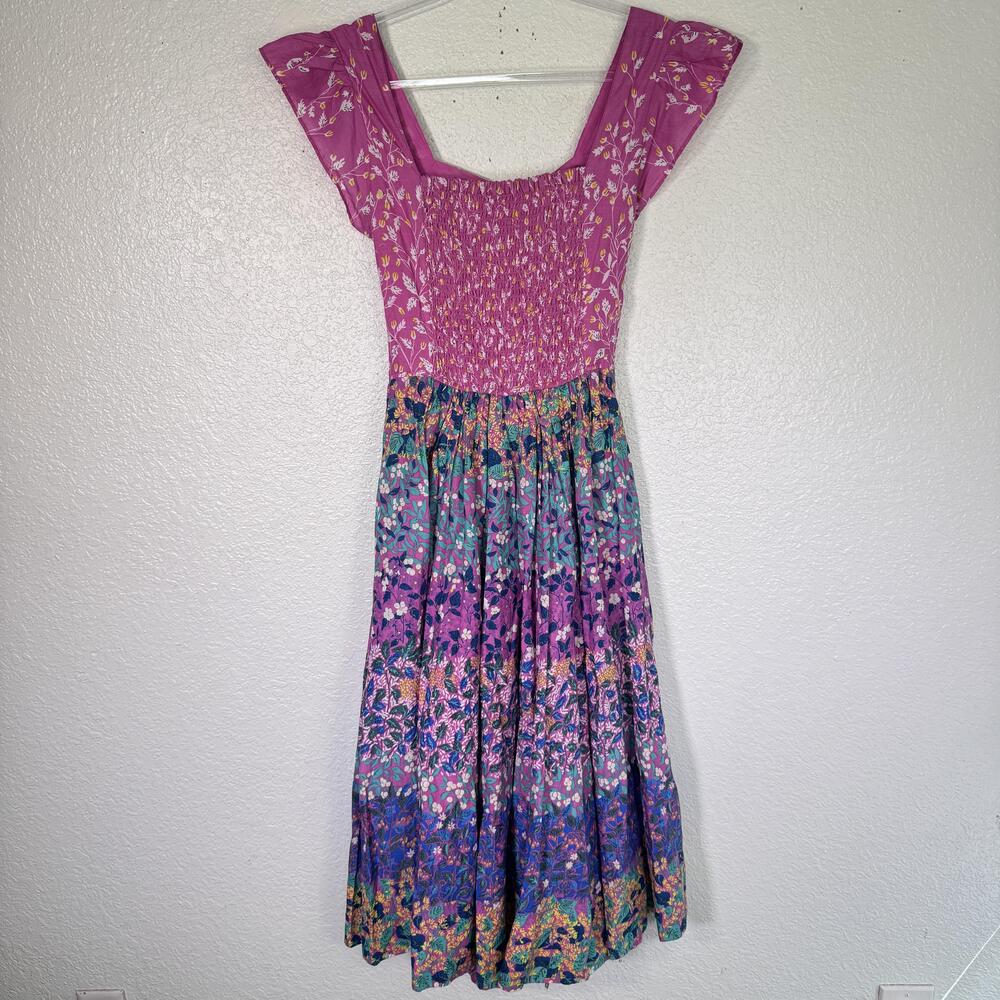 Caroline Constas Dress Womens XS Floral Smocked Bow Back Midi Sundress